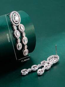 1对Tylionnejewelry奢华女士耳环，优雅珠宝礼品，适合约会、婚礼、派对、周年纪念日等场合。 - 銀色 - 查看 5