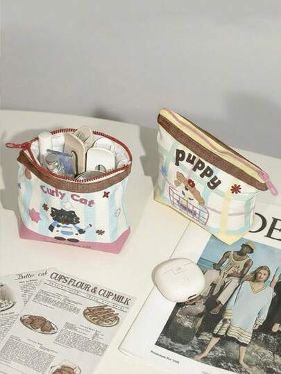 Cute Cartoon Print Coin Purse, Small Items Storage Bag, Portable Coin Pouch, Makeup Bag, Travel Earphone & Cable Organizer, Multi-Functional Small Accessory Pouch, Suitable As Coin Wallet, Lipstick Case, Touch-Up Bag, Emergency Snack Bag, Earphone Storage Bag, Great Gift For Friends