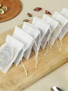 100pcs Reusable Non-Woven Fabric Tea Bags, Medicine Bags And Soup Bags, Suitable For Various Filtration Uses, With Drawstring Closure Design, Perfect For Loose Tea, Soup Ingredients, Chinese Herbal Medicine And Spices - Multicolor - View 5