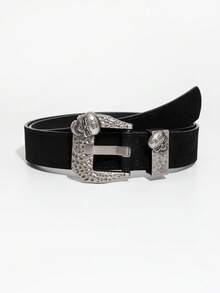 1pc Holiday Casual Skeleton & Leaf Pattern Metal Buckle Women's Belt, Suitable For Daily Commute, Festival Party, Versatile With Jeans - Multicolor - View 2