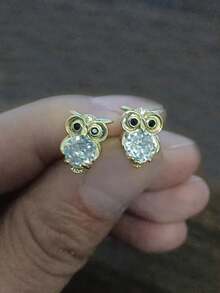 1 par de pendientes de aro con diseño de cabeza de leopardo con circonita completa, y 1 par de pendientes de botón con diseño de búho de lujo con circonita de cobre, en colores dorado y plateado, con diseño único de esqueleto de escorpión, adecuados para uso diario y de fiesta, unisex - Multicolor - Ver 10