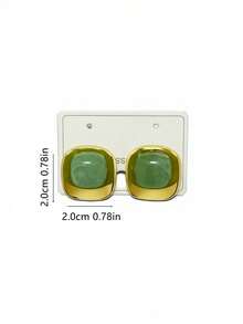 OBOVAY Bộ 1/2/3/4 đôi bông tai bằng thép không gỉ, bông tai đinh tán hình hoa vuông màu xanh lá cây bằng acrylic thời trang, kiểu dáng tối giản, thanh lịch, tươi trẻ, độc đáo, cao cấp, phù hợp cho phụ nữ đeo hàng ngày và trong các dịp lễ hội. - màu xanh lá - Xem 8
