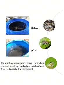 1pc Rain Barrel Net Cover, Water Collection Barrel Cover, Rain Barrel Protective Cover With Drawstring To Prevent Debris Entry - Water Bucket Mosquito Net - View 5