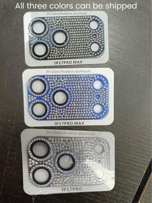 镶钻相机镜头保护膜，兼容 17/17 Pro Max/17 Pro/17 Air系列，高清，易于安装，抗冲击，耐磨，高硬度，色彩闪亮，完美贴合，适用于日常、办公、居家等各种场合。这款闪亮水晶防水防震防摔防刮花的手机摄像头保护膜，让您的手机镜头更加清晰美观。 - 深藍 - 查看 11