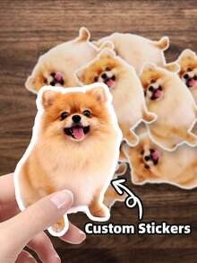 1-100pcs Stiker Foto Hewan Peliharaan Kustom, Stiker Nama Hewan Peliharaan yang Dipersonalisasi, Stiker Vinyl Tahan Air untuk Laptop, Botol Minum, Casing Ponsel, Dekorasi, Hadiah Dekoratif Multifungsi, Holografik Ajaib - beraneka warna - View 1