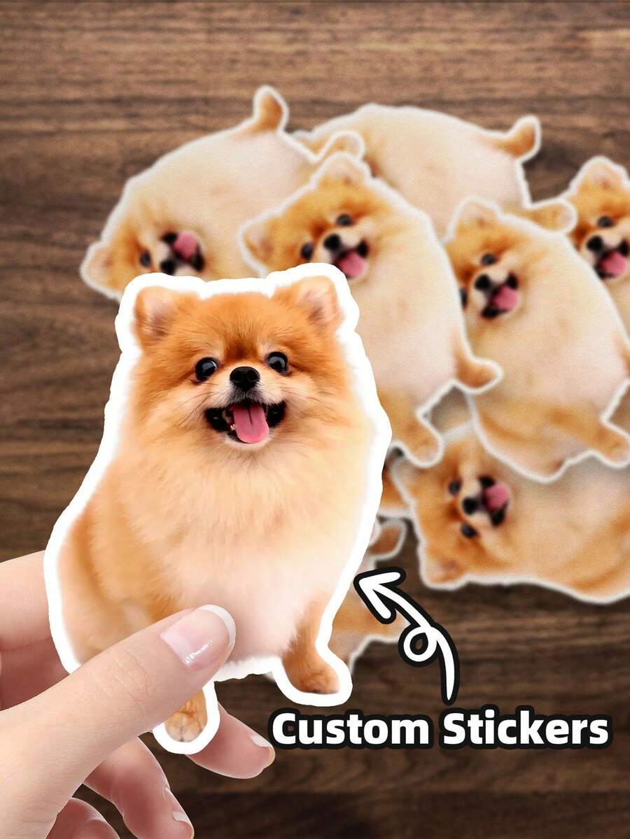 1-100pcs Stiker Foto Hewan Peliharaan Kustom, Stiker Nama Hewan Peliharaan yang Dipersonalisasi, Stiker Vinyl Tahan Air untuk Laptop, Botol Minum, Casing Ponsel, Dekorasi, Hadiah Dekoratif Multifungsi, Holografik Ajaib - beraneka warna - View 1