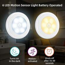 1pc/3pcs/6pcs Motion Sensor Light, Battery Powered LED Night Light, Stick Anywhere Cabinet Light, Stairway, Hallway, Bathroom, Bedroom, Kitchen Wall Lamp - Round Sensor Light - View 4