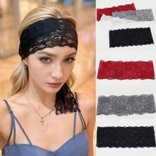Elastic Lace Headband, Extra Wide Hollow Lace Hair Accessories Fashion Hair Band - Multicolor - View 11