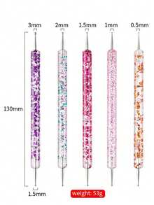 5 Pcs/Set Nail Art Dotting Pen, Nail Art Pen, Crystal Beads Handle Dual-Ended Drawing Painting Rhinestones Manicure Tools Nail Tools For Manicure - Multicolor - View 6