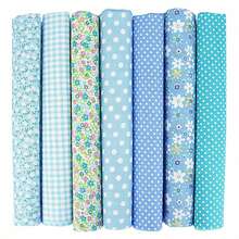 7pcs Cotton Fabric DIY Patchwork Materials, Scrap Fabric Pack, Suitable For DIY Patchwork, Quilting, Patchwork Pillow And More - Blue - View 7