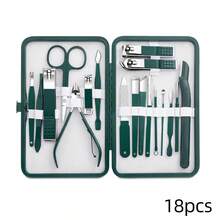 7/10/12/18/30pcs Manicure Set, Includes Nail Clippers, Nail Scissors, Ingrown Toenail Trimmer, Nail File And Nail Clipper, Unisex Grooming Tools (Dark Green) - Dark Green - View 14