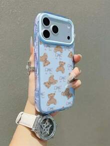 柔软可爱的浅蓝色小熊蝴蝶结手机壳，兼容 16、15、14、13、12 Pro Max、11，可爱韩版防震全包透明边框手机壳，摄像头凸起保护，送给女孩的礼物，兼容 17/17 Pro/17 Pro Max/17 Air，情人节礼物，兼容 17 Pro Max，兼容 13，兼容 15，兼容 16 - 藍色 - 查看 6