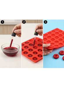 48孔硅胶甜甜圈糖果模具，迷你甜甜圈模具，不粘模具，适用于硬糖、巧克力、冰块、果冻、布丁、软糖等。 - 彩色 - 查看 7