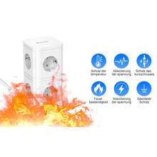 HITRENDS [ Charging Wonder ] 12-In-1 Tower Socket 8AC+2USB-C+2USB-A Fast Charging 3680W High Power 2-Meter Extension Cable Overload Protection Suitable For Office/Home/Kitchen - EU E Type Plug(220-240V) - View 12