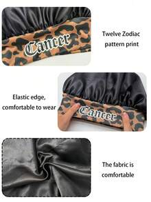 1 pieza Gorro de dormir de satén básico, 12 patrones de zodíaco, impresión personalizada, gorro de dormir con elástico ancho, esencial para volver a la escuela, viajes y vacaciones, accesorio para el cabello de mujer (impresión aleatoria) - Púrpura-SM15-Constelación-1 pieza - Ver 9