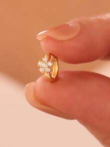 1件装 S925 纯银小金圈耳环，女士低过敏性 18k 镀金耳环，耳骨环耳环，首饰礼品 - 金色 - 查看 5