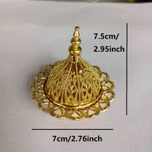 1 Set Vintage Arabic Style Metal Incense Burner, Retro Gold Incense Holder, Backflow Incense Burner Decor, Ash Tray, Desktop Miniature Ornament, Home Decor, Room Decor, Tabletop Decor, Creative Home Fragrance Gift - Big Round Head - View 2