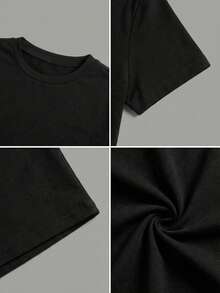 两件装女士简约基础款修身短袖圆领纯色T恤，适合春夏日常穿着，简约设计，短袖上衣，夏季，夏季度假装，夏季上衣，女士春季服装，女士沙滩装，女士休闲上衣，黑色 - 2件黑色 - 查看 10