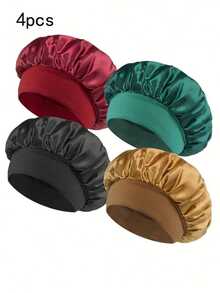 Women's Elastic Hair Bonnet 2025 Summer  Plain Color Soft Comfy Hair Care Sleep Bonnets For Preserving Hairstyle Lightweight Chic Accessories Gift Daily Use - 彩色 - 查看 10