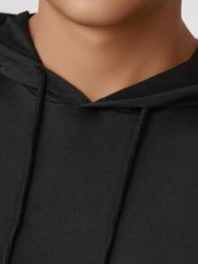 Men's Lightweight Short Sleeve Hooded Sweatshirt, Summer - Black - View 4