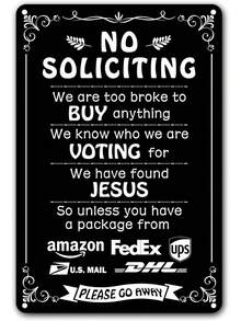 Fashion No Soliciting Sign For Front Door - Funny Were Voting For Jesus Metal Sign For House - Perfect Decorative Sign To Discourage Unwanted Visitors, Inch (269) - 多色 - 查看 1