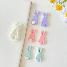 1个可爱卡通复活节兔子软陶耳环模具，DIY珠宝吊坠手工制作入门套装，手工礼物 - 白色 - 查看 1