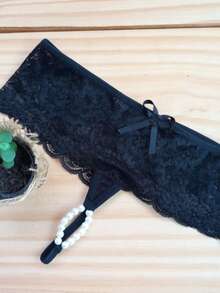 KIT 3 CALCINHAS LINGERIE SEXY TAILANDESA COM PÉROLAS ESTIMULANTES - Vermelho/Preto/Branco - Visão 5