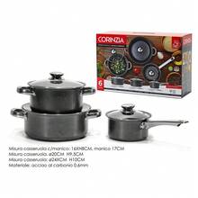 OISE ART STORE Set Batteria Di Pentole Cucina In Acciaio Al Carbonio Da 6pz Antiaderente Antigraffio - - Multicolore - Visualizzare 2