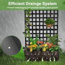 Maceta grande de metal galvanizado con rejilla de privacidad - Maceta para exteriores, agujeros de drenaje para plantas trepadoras, verduras y enredaderas, jardinería en patios - Negro - Ver 7