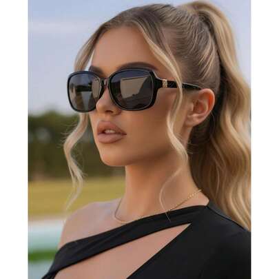 女士偏光太阳镜 | 复古方形太阳镜，UV400 防护 | 女士环绕式遮阳镜