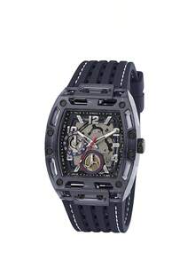 Đồng hồ nam GUESS mặt số lộ máy trong suốt, dây đeo silicon chống nước, chức năng bấm giờ, quà tặng Giáng sinh cho nam giới GW0499G1 - Màu xanh lam - Xem 1