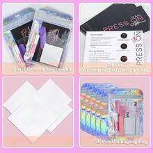 Press On Nail Tool Kit For Nail Business, Nail Prep Application Disposable Kit With Nail File, Nail Glue, Prep Pads, Instruction Card, Adhesive Nail Tabs, Wood Stick, Holographic Bag (20pcs Purple) - 20 chiếc màu tím - Xem 4