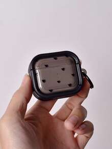 心形防摔保护套，兼容苹果蓝牙耳机，防刮防震，兼容苹果蓝牙耳机充电盒 - 透黑 - 查看 12