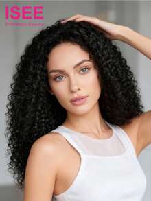 ISEE 采用100%未经加工的真人处女发制成，蓬松卷曲，180%密度，16-30英寸常规尺寸，7*5透明前蕾丝，预剪蕾丝，预拔毛发际线，预漂白迷你结蕾丝，未经加工的真人发，高品质假发。 - SNatural - 查看 3