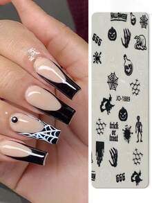 Halloween Nail Stickers Set With Skull Pumpkin Spider Web Witch Designs Self Adhesive Nail Art Decals For Women Girls DIY Manicure - Multicolor - View 6