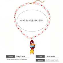 2件套波西米亚风串珠项链套装，卡通可爱小鱼吊坠和不对称珍珠颈链，春季派对礼物和夏季海滩度假首饰 - 彩色 - 查看 15