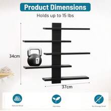 ID IDAODAN 5-Tier Floating Wall Shelves Space-Saving Black Wall Mounted Storage Shelf Minimalist Decor & Display Rack For Anime Figurines Dolls Small Plants Statues Wall Organizer For Bedroom Living Room - 黑色 - 查看 2