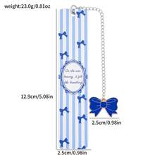 法式优雅蝴蝶结金属书签——“当她离开时，感觉就像呼吸一样”是文学青年和浪漫小说读者的首选阅读标签。 - 藍色 - 查看 9