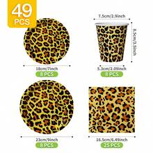 Sexy Leopard Print Disposable Plate, Napkin, Cup Set, Plates, Napkins And Cups Party Supplies, Serves 8 Guests, Disposable Paper Plates Party Tableware Suitable For Birthday, Wedding, Theme Party, Family Picnic - Multicolor - View 6