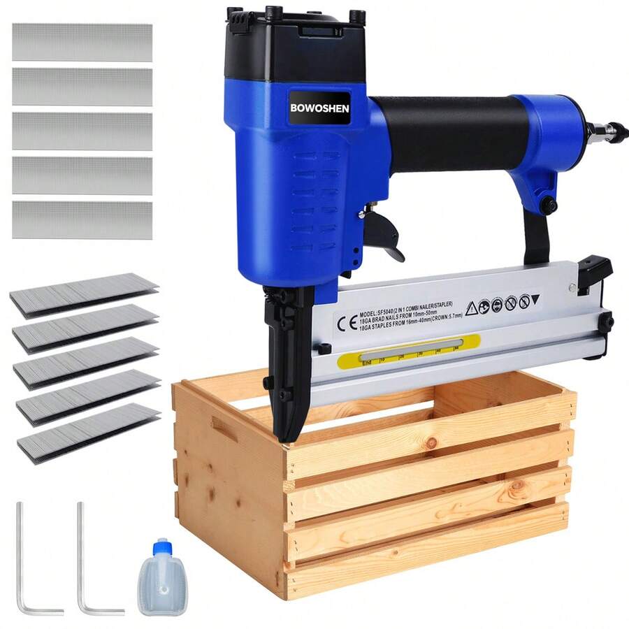 Clavadora Y Engrapadora Neumática Profesional Calibre 18 2EN 1 - Azul - Ver 1