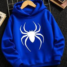 Stylish Spider Print Sweatshirt, Casual And Elegant For Boys And Children, Ideal For Autumn And Winter. Stock In Brazil. - Xanh đậm - Xem 1