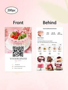 200pcs Customized Bakery Business Cards, Personalized With Photos And Text, Bakery Cards, QR Code Cards, Cake Shop Cards, Professional Pastry Shop Cards - A - View 11