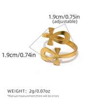 JWIGP Ankh Cross Adjustable Ring – Gold Plated Chunky Statement Band, Egyptian Sym.Bol Jewelry, Stainless Steel Spiritual Thumb Index Midi Retro Vintage Fashion Accessory For Women Men - 金環 - 查看 7