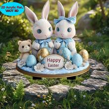 Happy Easter 2D Acrylic Garden ,Cute Bunny & Egg Yard Sign,Weatherproof Outdoor Spring Decoration,Religious Holiday Lawn Ornament,Christian Easter Garden Decor - A - View 2