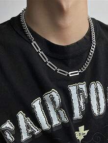 1 chiếc vòng cổ phong cách hiphop nữ, vòng cổ choker thời trang, vòng cổ dây xích kiểu punk , vòng cổ nối rỗng unisex. - Bạc - Xem 7