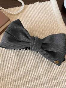 1个女士可爱秋冬针织双面蝴蝶结香蕉发夹，新款高马尾造型发饰，优雅纯色发爪 - 彩色 - 查看 5