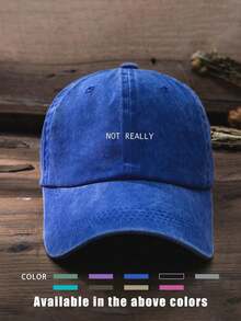 1pc Printed "NOTREALLY" Washed Baseball Cap, Adjustable Outdoor Sun Protection Casual Hat Suitable For Spring/Autumn Travel, Beach, Y2K Style For Young People - Baseball Cap - View 3