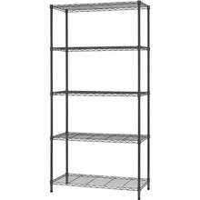 Wire Shelving Unit Commercial Metal Shelf With 5 Tier Adjustable Layer Rack Strong Steel For Restaurant Garage Pantry Kitchen Garage,Black - 黑色 - 查看 1