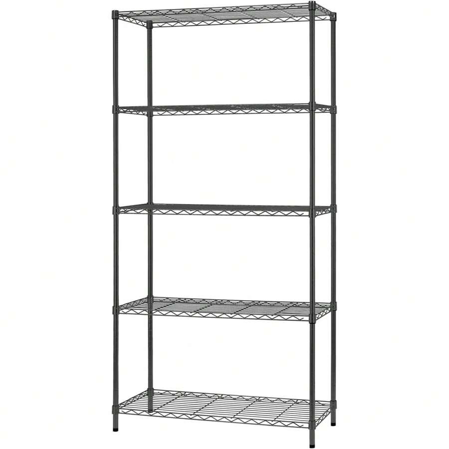 Wire Shelving Unit Commercial Metal Shelf With 5 Tier Adjustable Layer Rack Strong Steel For Restaurant Garage Pantry Kitchen Garage,Black - 黑色 - 查看 1