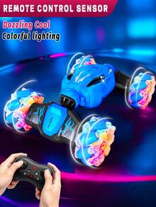 1pc 2.4GHz Remote Control Stunt Car Toy, 4WD Remote Control Twist Car With Lights And Music, Cool Birthday/Christmas/Creative Gift For Boys And Girls Aged 6-12 - Multicolor - View 2